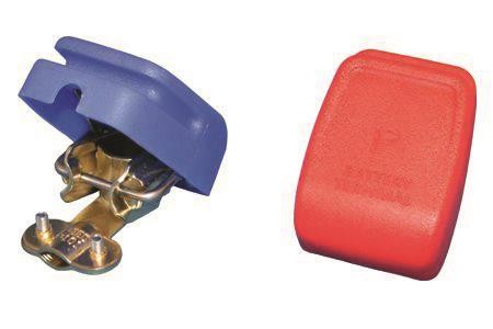 Batterieklemmen mit Abdeckung rot/blau, Bordelektrik, Yachtausrüstung